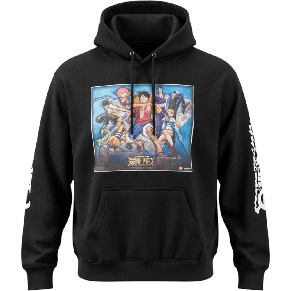 Jon Lauren One Piece Hoodie Mens Medium Black Anime Graphic Shonen Jump Hoodie